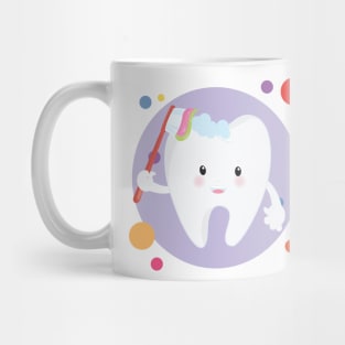 Happy Clean Tooth Washing With Tootbrush Cute Kawaii Design Mug